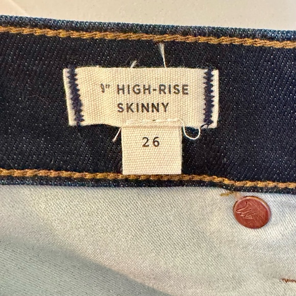 Madewell 9" High-Rise Skinny Jeans Size 26, Dark Blue - Picture 2 of 10